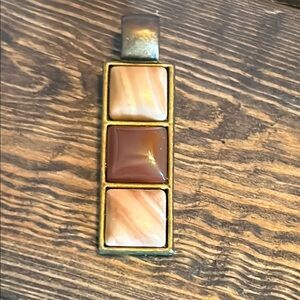 Roman‎ signed Tri-Tone Square Pendant Vintage